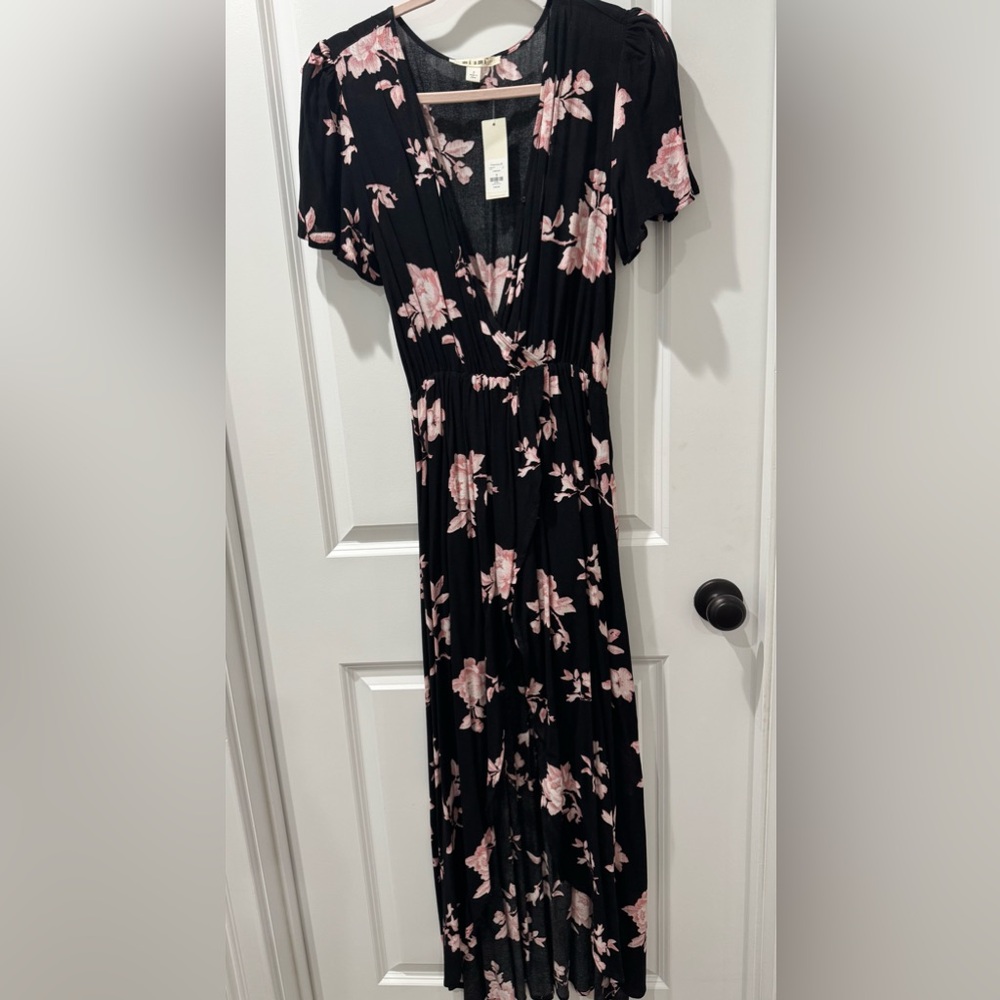 Brand new Floral Black and Pink Maxi Dress with short under